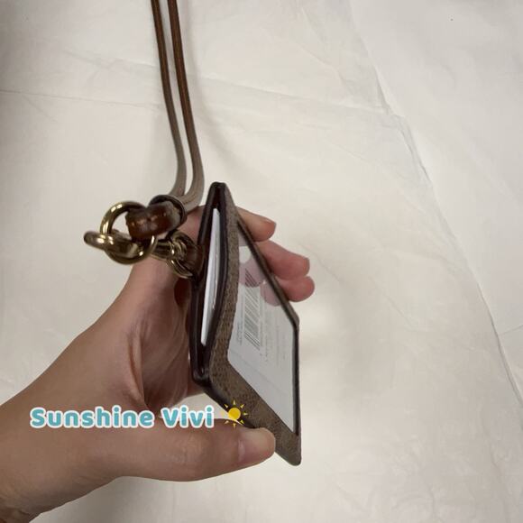 NWT COACH ID Lanyard Signature Canvas Leather Tan/Brown CZ285 - Picture 4 of 8